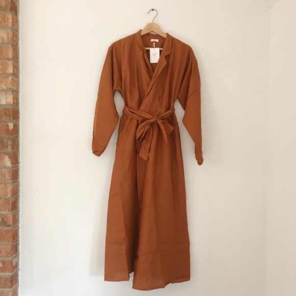 terracotta linen dress